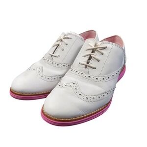 Cole Haan OriginalGrand Wingtip Oxford Shoes White Pink (W26720) Women's Size 8B